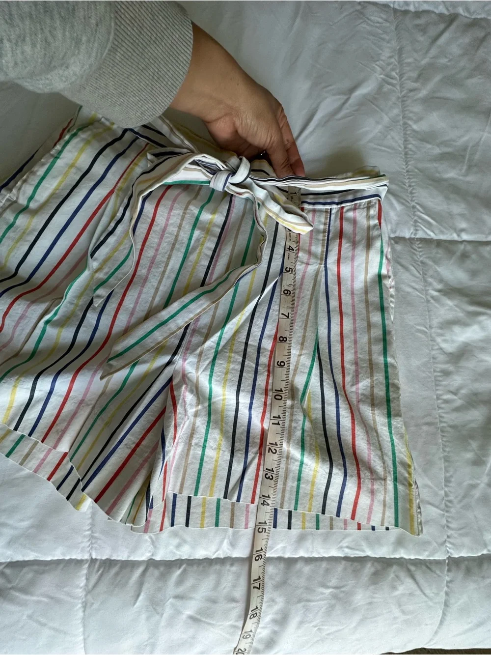 J. Crew White Striped Tie-Belt Bermuda Shorts
